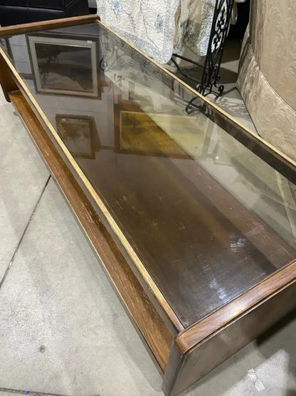 Wood Glass Top Coffee Table