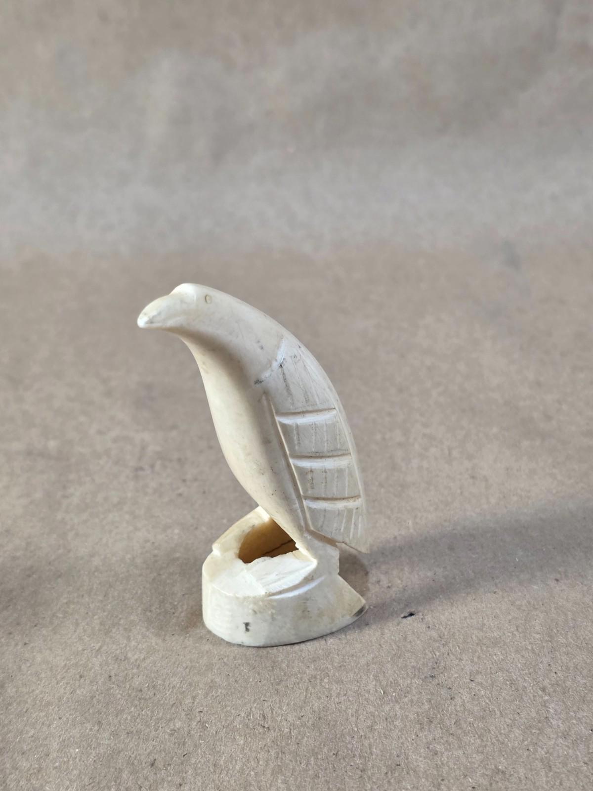 Antique 1800s Scrimshaw Carved teeth  - Penguin Sculpture