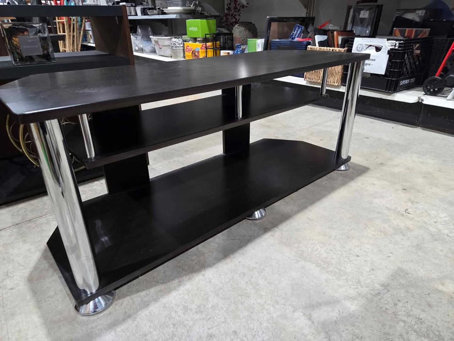 Black TV Stand Media Console w/ Shelves