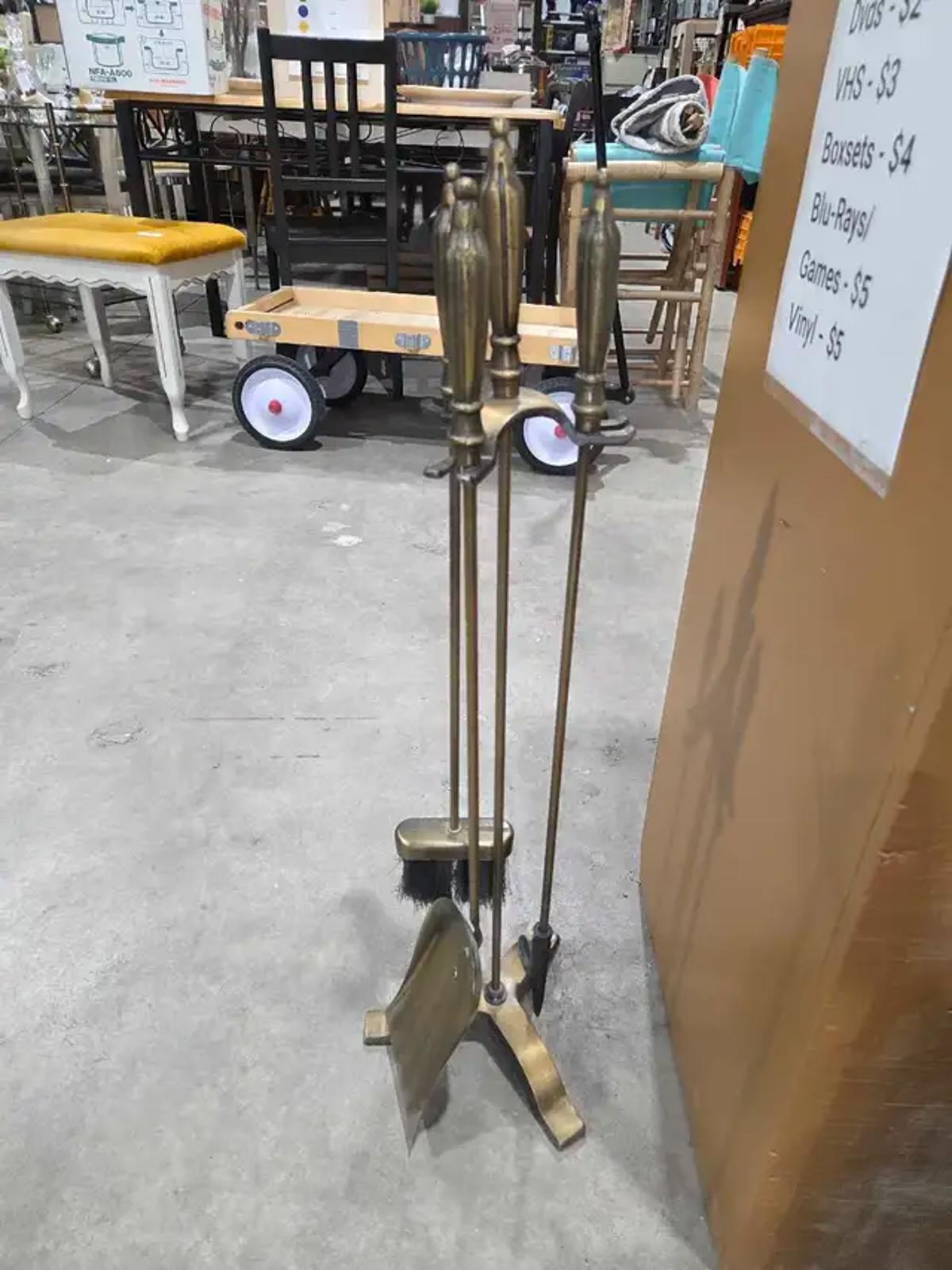 Vintage Brass Fireplace Tool Set