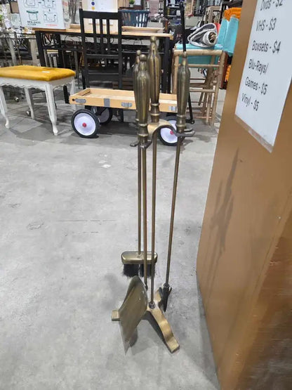 Vintage Brass Fireplace Tool Set