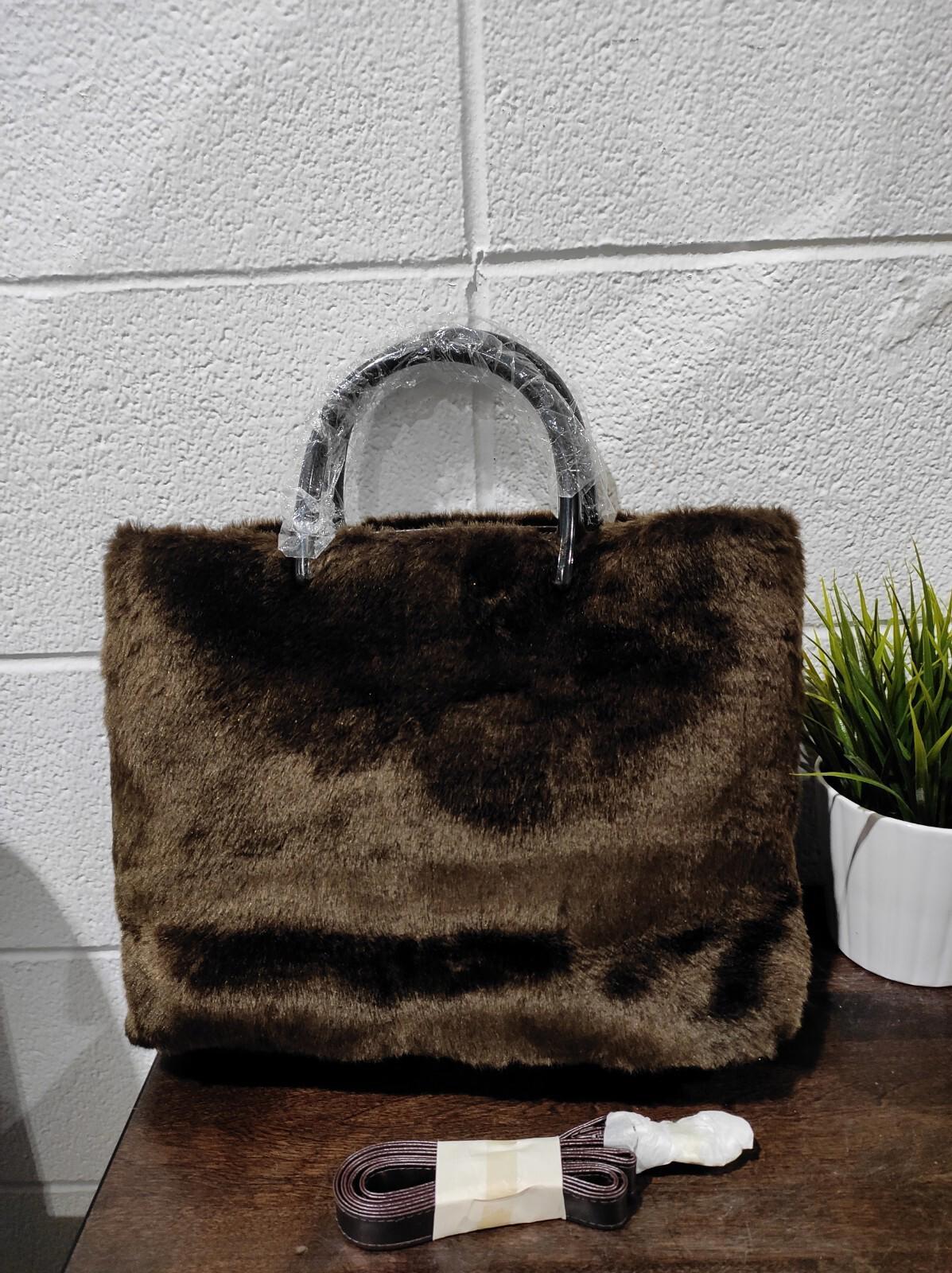 Jendi Collection Hand Bag Tote Fur Brown
