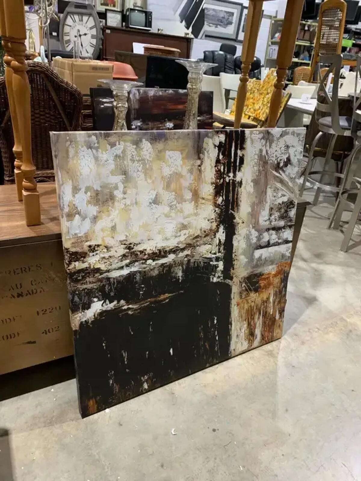 Abstract Canvas Wall Art with Dark and Earthy tones