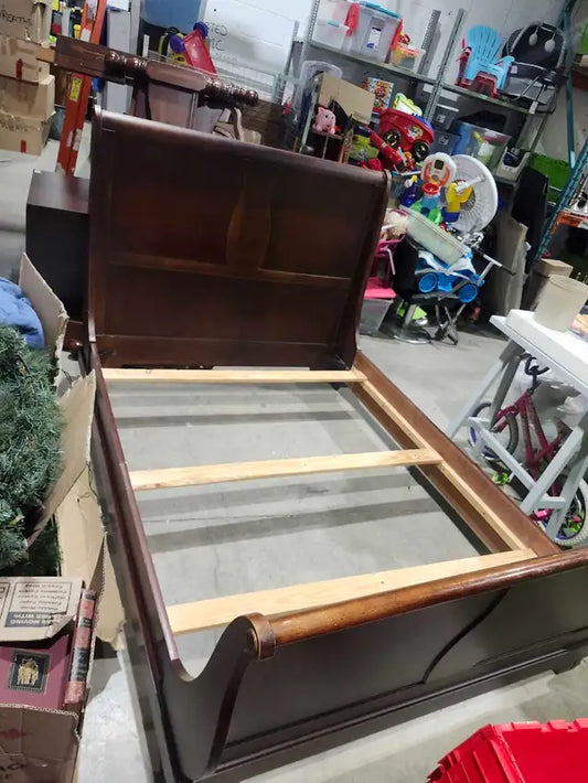 Wooden Sleigh Bed Frame - Queen