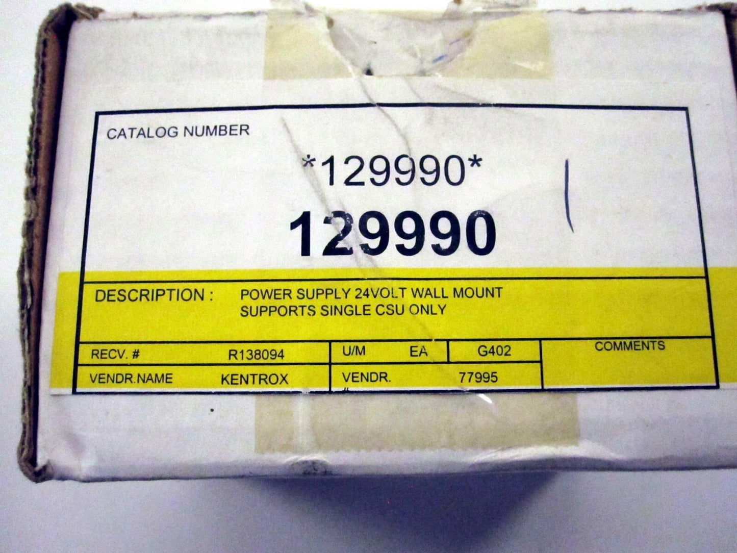 Kentrox 129990 Power Supply 24Volt Wall Mount R138094