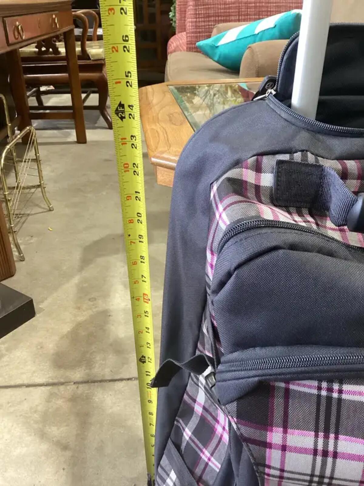 Plaid Tracker Rolling Backpack Suitcase