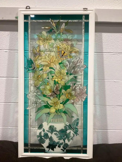 Joan Baker Designs Floral Stained Glass Panels - 2 Available