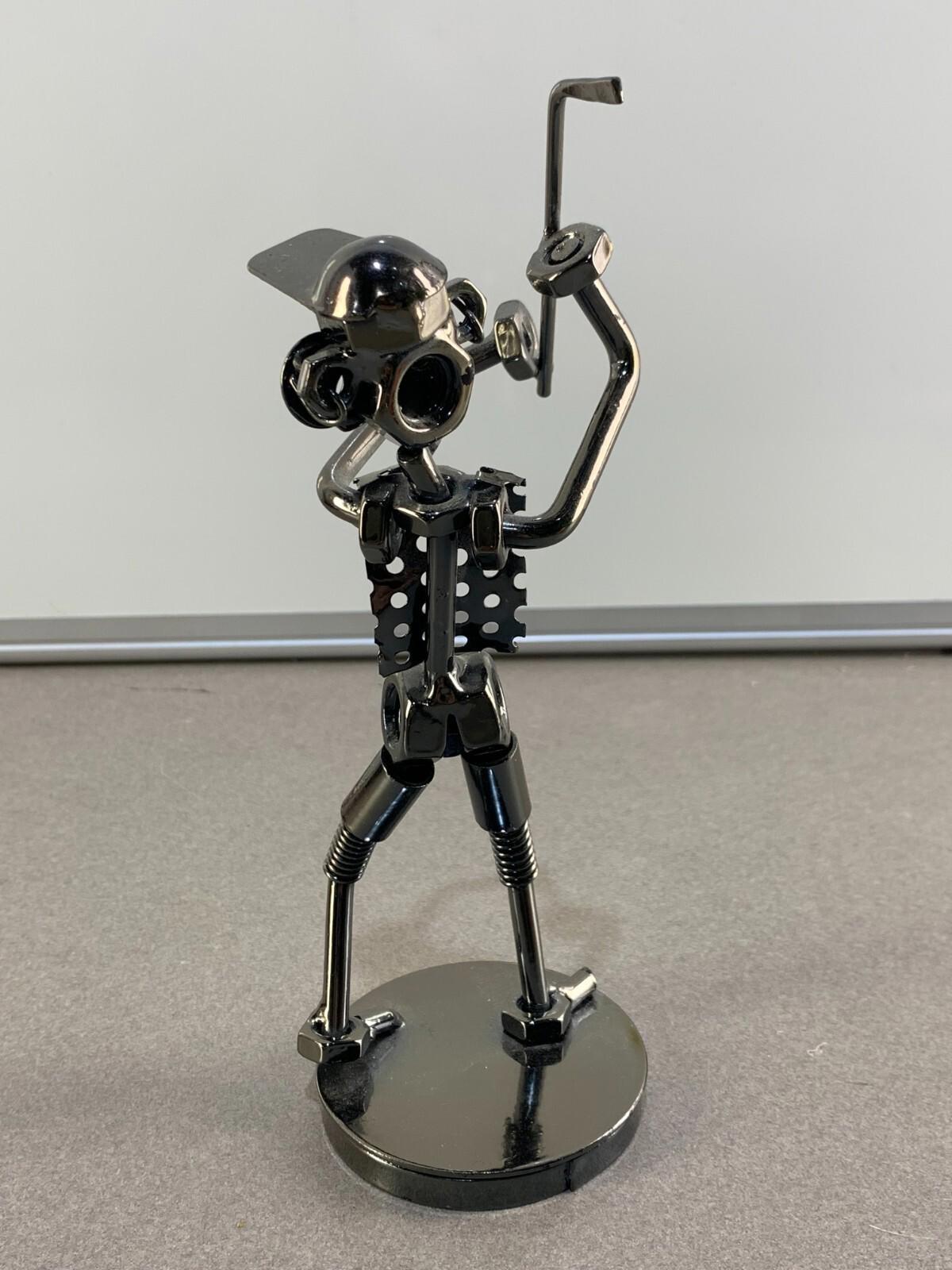 Nuts and Bolts Sculpture Playing Sports Handmade Figurine