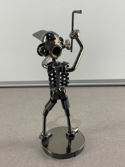 Nuts and Bolts Sculpture Playing Sports Handmade Figurine