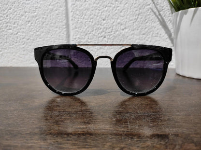 GUESS GF0316 01B Shiny Black/Gradient Black Round Sunglasses