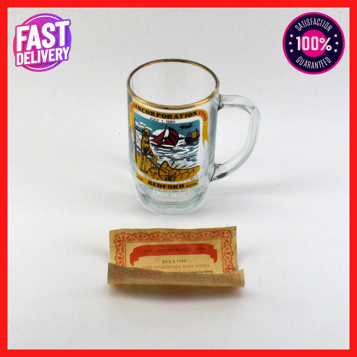Bedford, Nouvelle-Écosse - Mug en verre de l’incorporation avec certificat, 1980 - 0837/3000