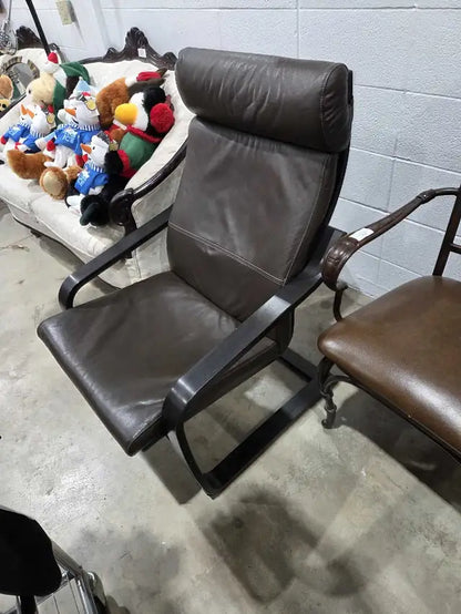 Ikea Poang Leather Lounge Chair
