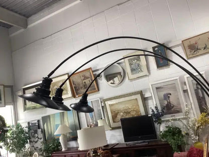 7ft Black Arc Floor Lamp with 3 Lights