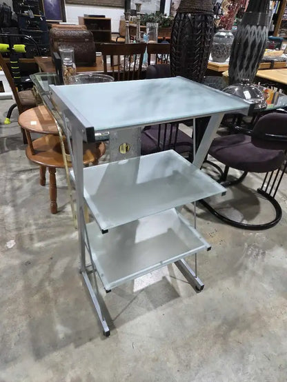 Frosted Glass/Metal 3-Tier Shelf