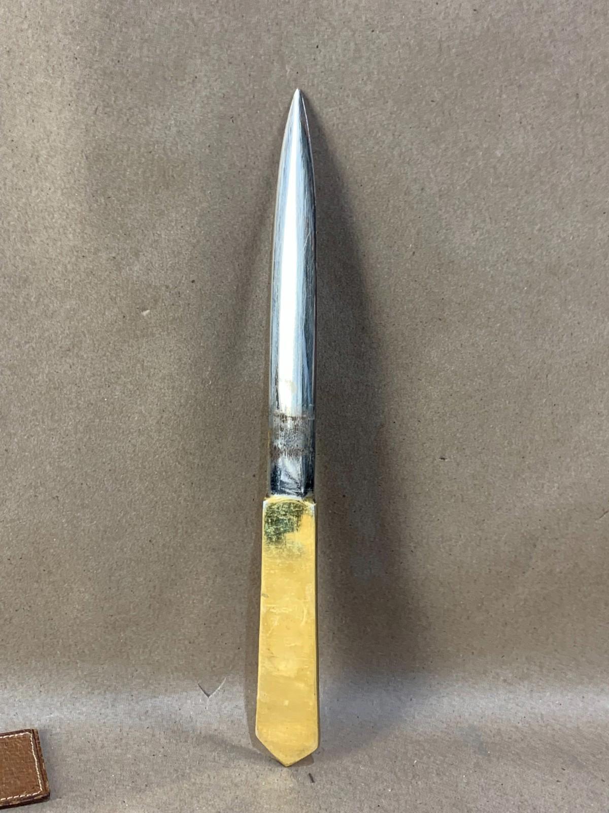 Vintage Collectible Brass Niello Middle Eastern Style Etched Letter Opener