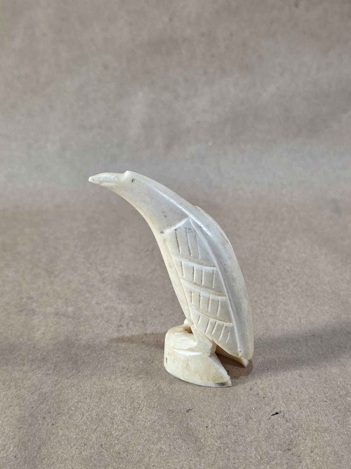 Antique 1800s Scrimshaw Carved teeth  - Penguin Sculpture