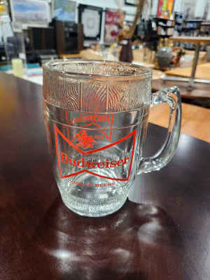 35oz (1 Litre) Glass Budweiser Beer Mug