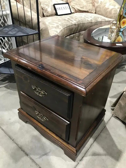2-Drawer Wooden Nightstand with Brass Hardware 23’ x 22’ x 18’
