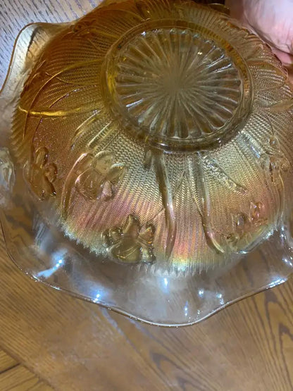 Orange Floral Glass Bowl