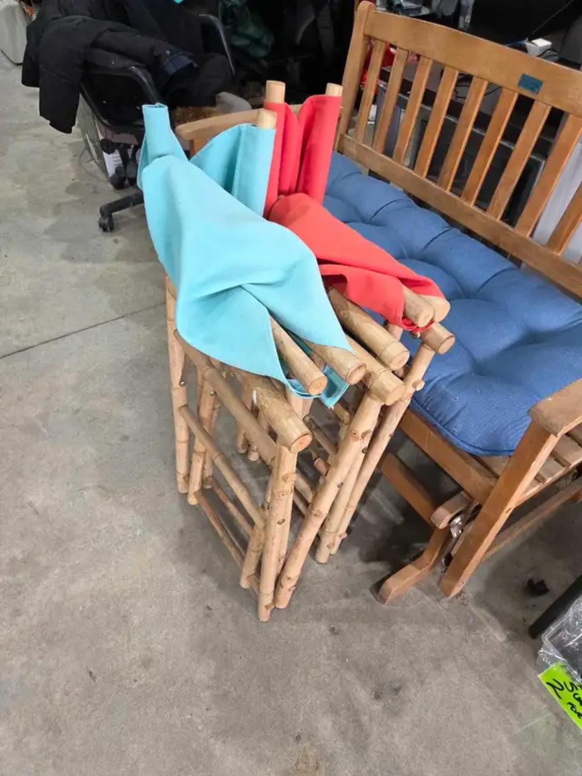 Folding Bamboo Director Chairs - 2 Available