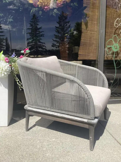 Modern Wicker Patio Lounge Chair and Ottoman