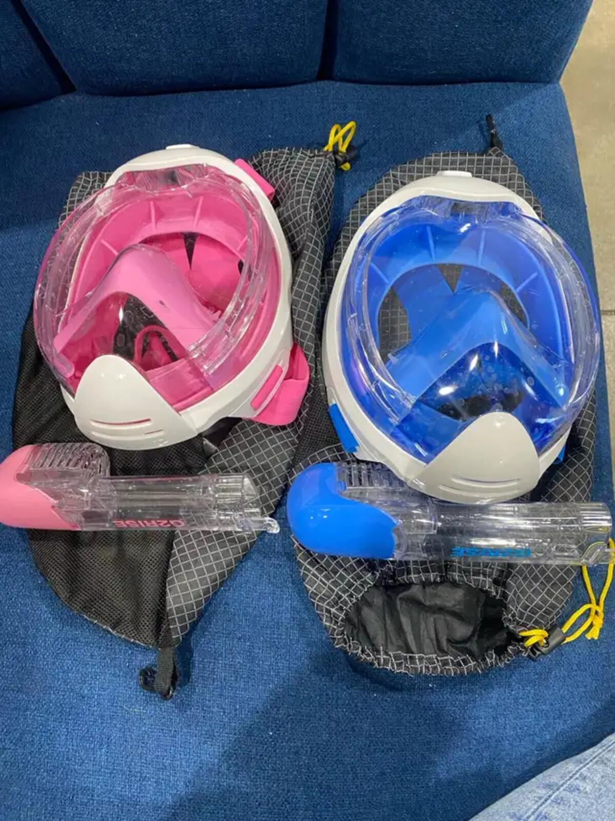 Set of 2 — Pink & Blue Snorkel Masks