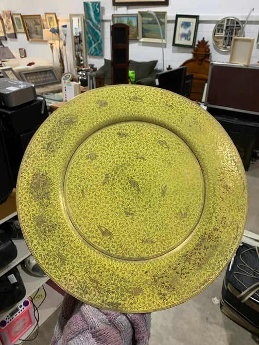 Yellow and Gold Decorative Plate