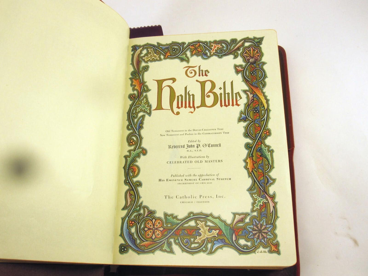 Holy Bible Papal Edition 1952 Leather Bound Book With Box, Please See Photos