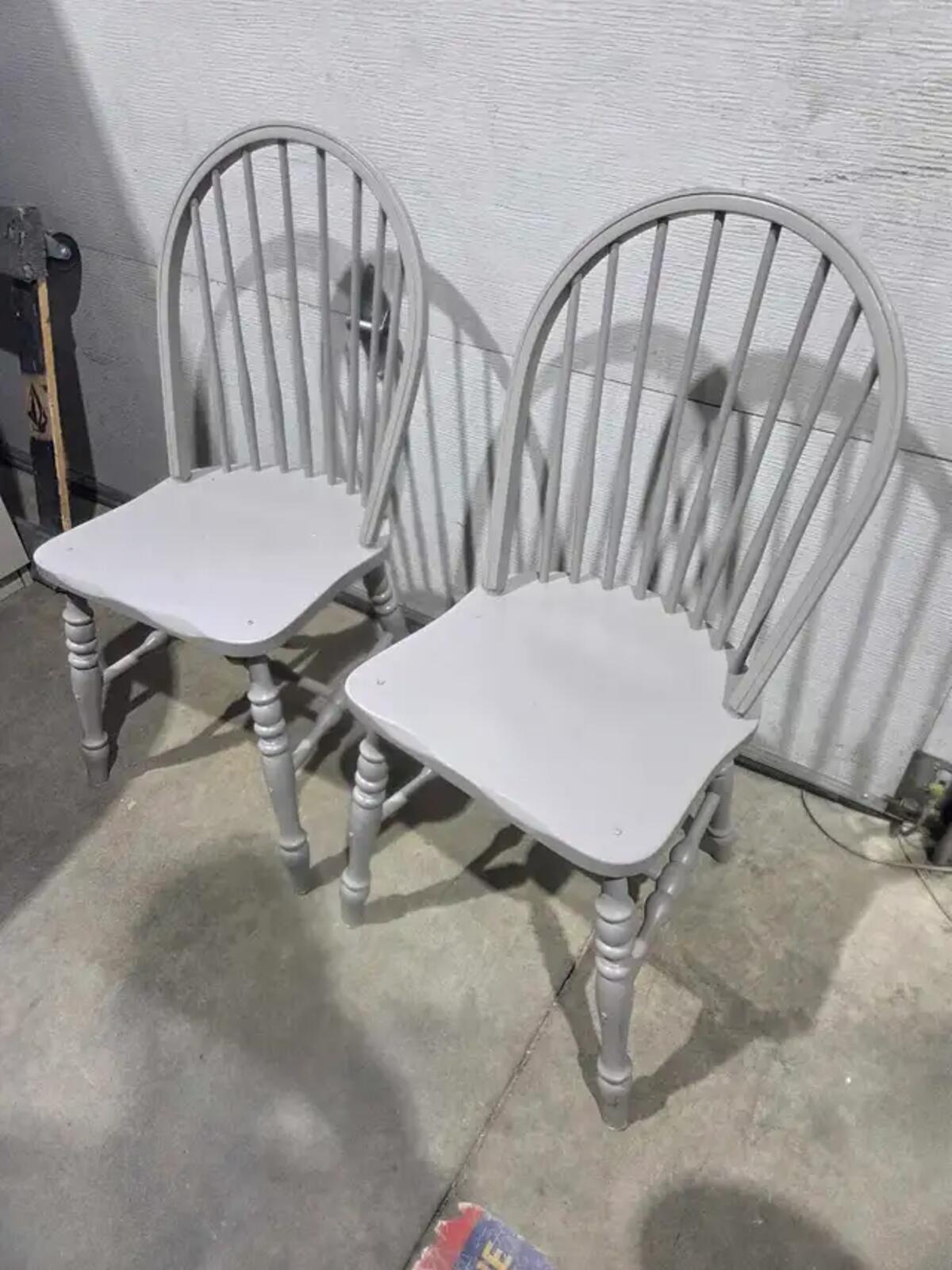 Wooden Windsor Dining Chairs (2) - Grey