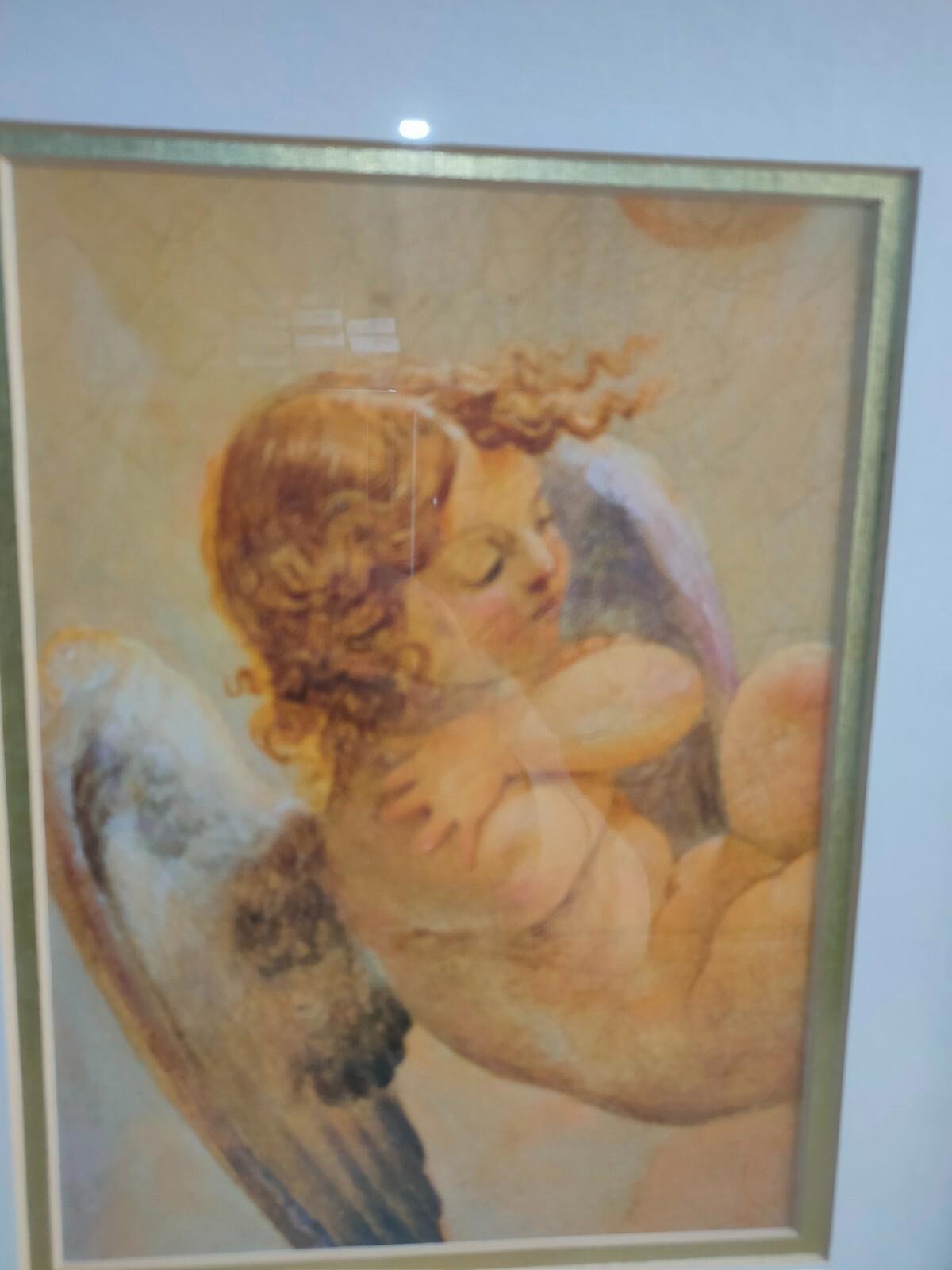 Vintage Cherub Angel Print Framed