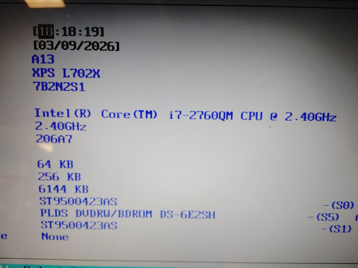 Bon état Dell XPS 17 L702X i7 2,4 GHz 8 Go RAM 1 To HDD Testé et fonctionnel SANS SYSTÈME D’EXPLOITATION