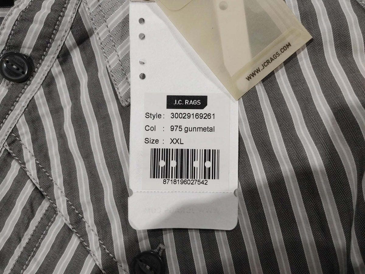 Brand New J.C. Rags Men's Striped 975 Gunmetal Button Shirt Grey Size XXL