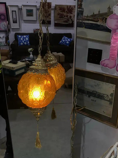Vintage MCM Swag Hanging Lamp