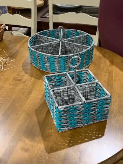 Blue and Grey Wicker Garden organizer set of 2