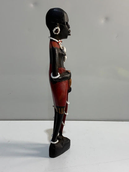 African Art - Maasai Warrior Hand Carved Wood Statue Sculpture.