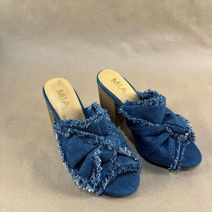 MIA Women's Frayed Denim Mules Size US 6