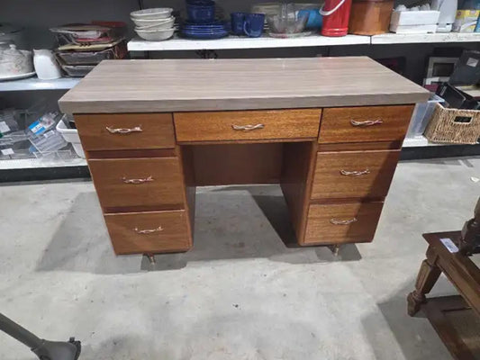 Vintage Wooden Desk - 7 Drawers