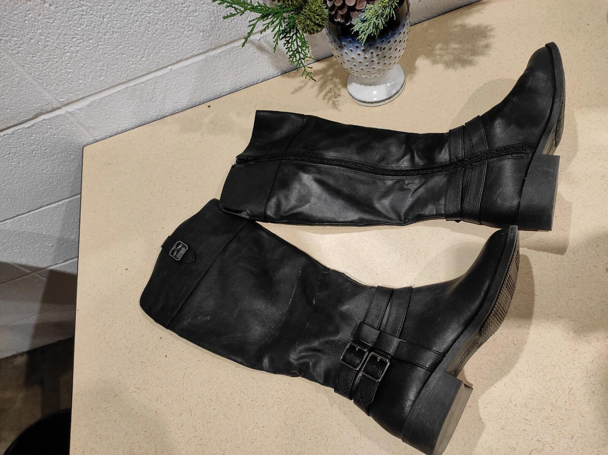 Bottes hautes noires American Eagle pour femme, taille 7, à fermeture éclair, hauteur genou