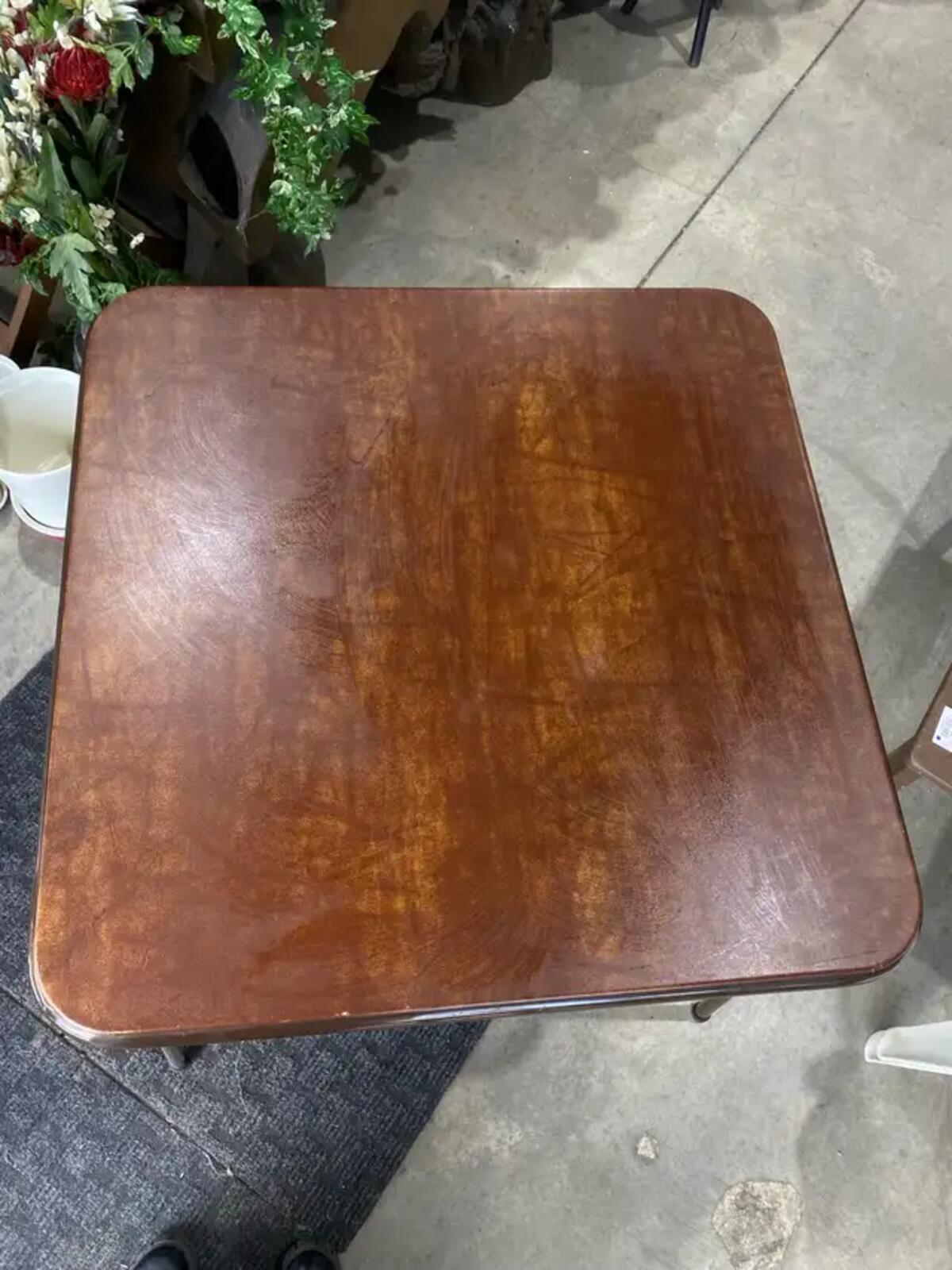 Faux Leather Top Brown Folding Table