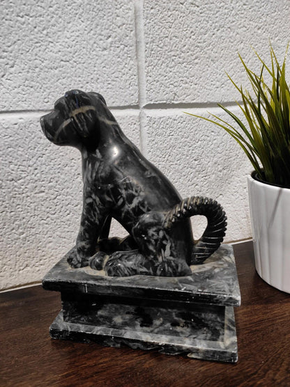 Vintage Dog Sculpture Figurine Made of Marble