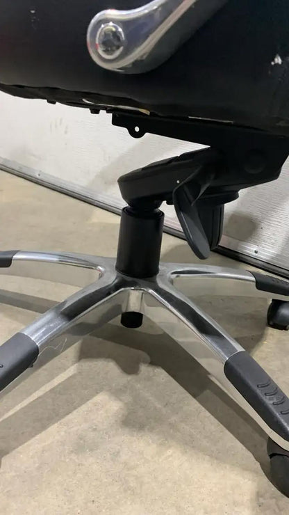 Black Leather Office Chair with Chrome Details