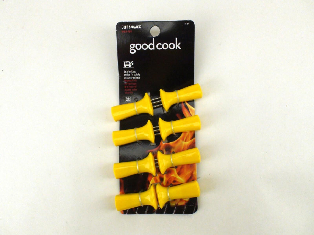 Good Cook BBQ Corn Cob Skewers Pack Of 8 - Interlocking Safety Storage, Yellow