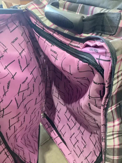 Plaid Tracker Rolling Backpack Suitcase
