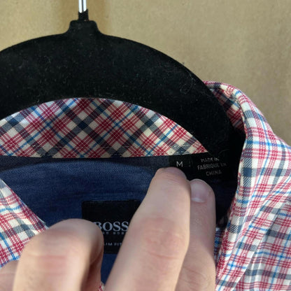 BOSS Men’s Purple Checkered Shirt (Size M)