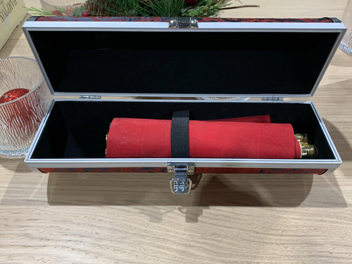 Wine Purse Carrier Cylinder Silver Handle Silver Feet Hostess Gift
