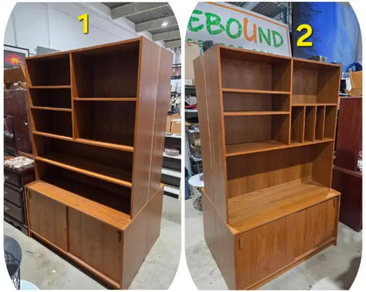 Vintage Danish MCM Teak Veneer Wall Unit - 2 Available
