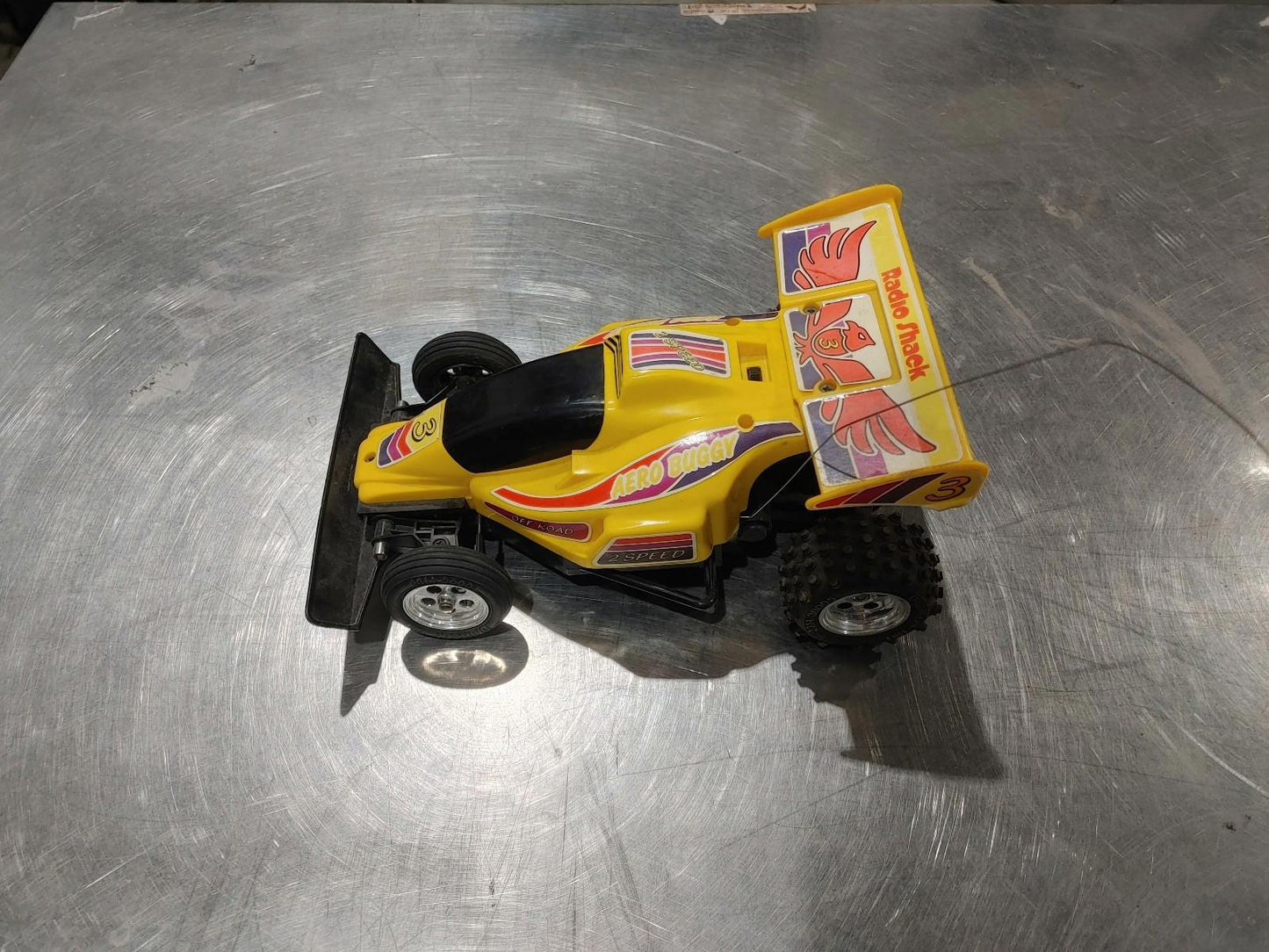 Good Condition Radio Shack 2-Speed Aero Buggy RC Car Yellow Untested No Remote