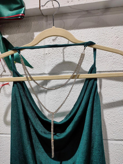 BCX Women's Necklace Dress Teal Green Velvet Cocktail Party Dress
