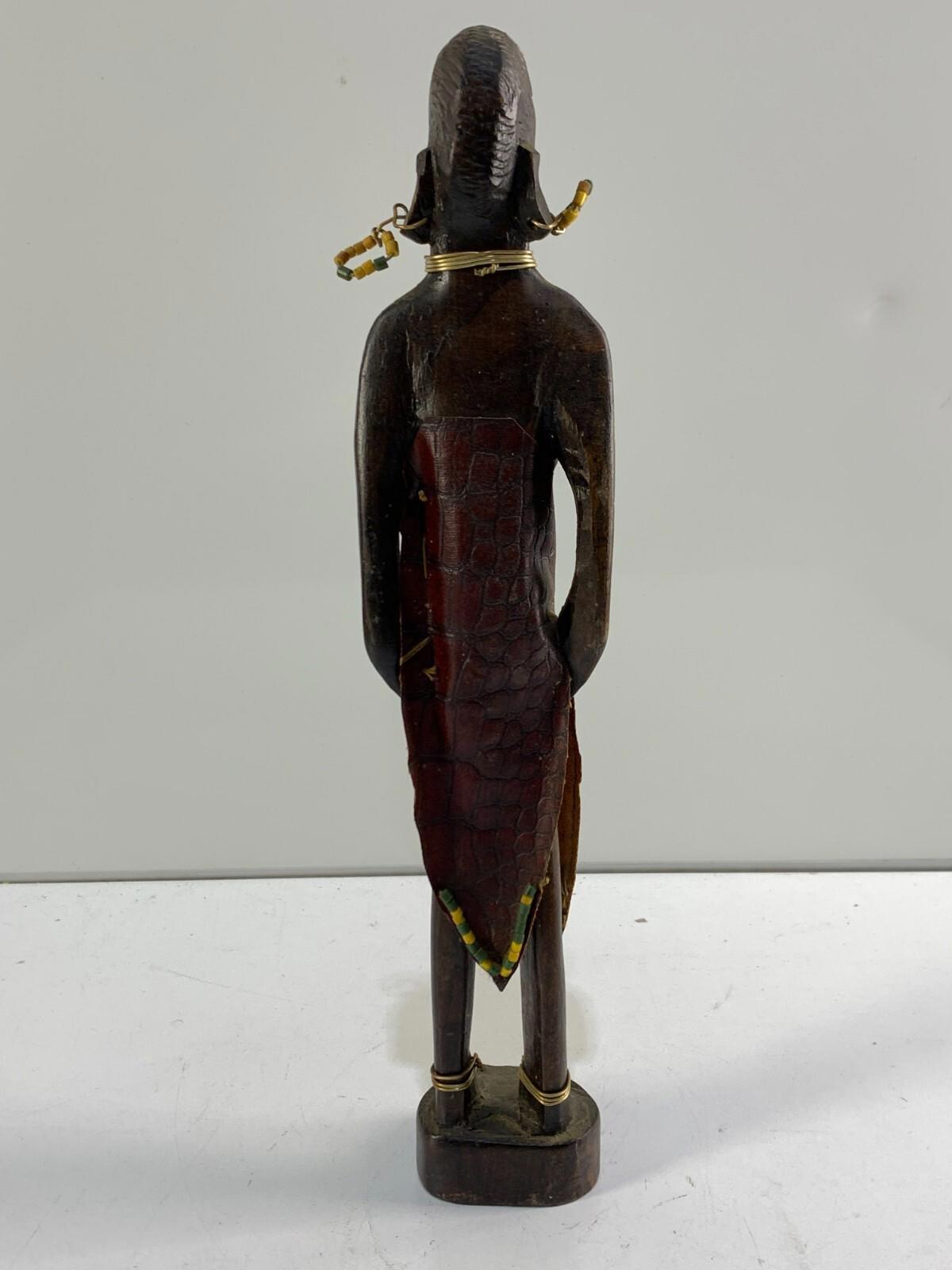 Figurine de guerrier zoulou en bois massif, sculpture africaine tribale de Rhodésie, vintage années 1970