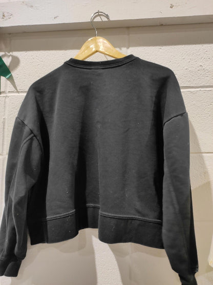 Nike Sweatshirt Small Women's Black Cropped Crew Neck Just Do It Logo L